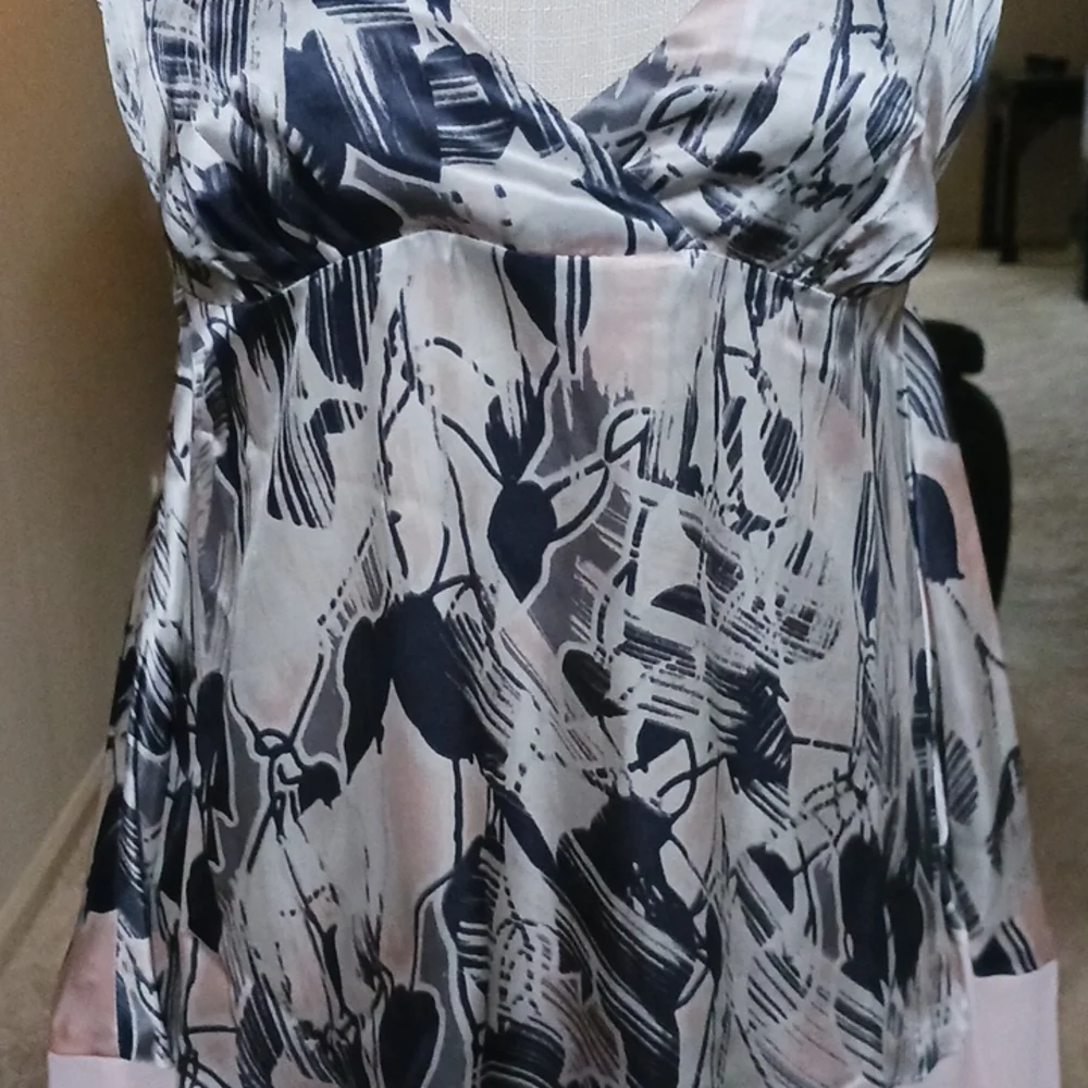 GLAM PRINTED SILK SLIP-STYLE CHEMISE TOP/ SEXY NIGHTY - Picture 2 of 9